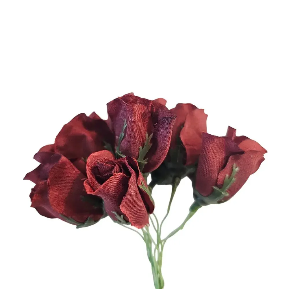 28 Burgundy Silk Rose Picks 1-inch Artificial Flowers Wedding Craft Floral Decor